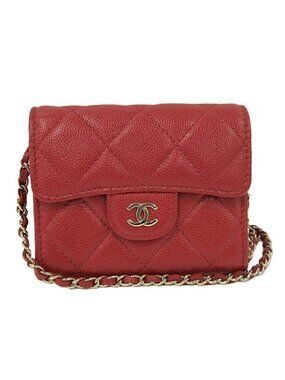 Chanel Chain Wallet Shoulder Bag Quilted Caviar Leather